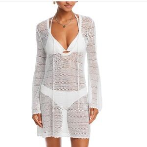 PQ Swim white bell sleeve tunic Crochet Coverup